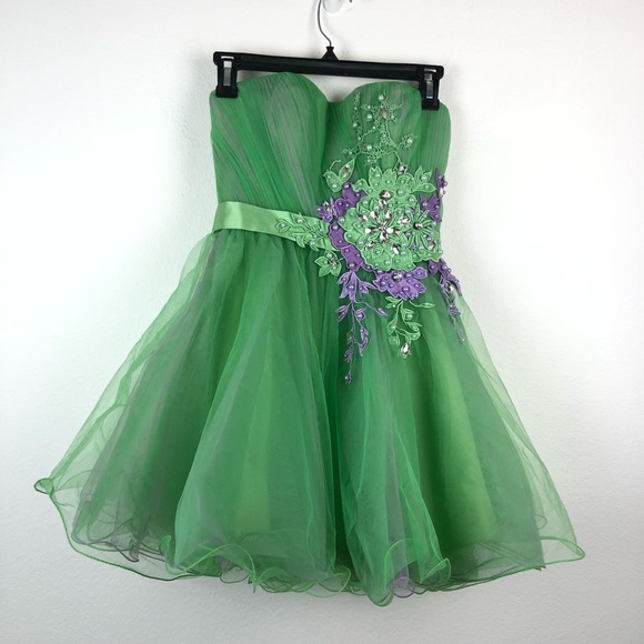Sherri Hill Dresses & Skirts - Sherri Hill green & purple strapless mini dress